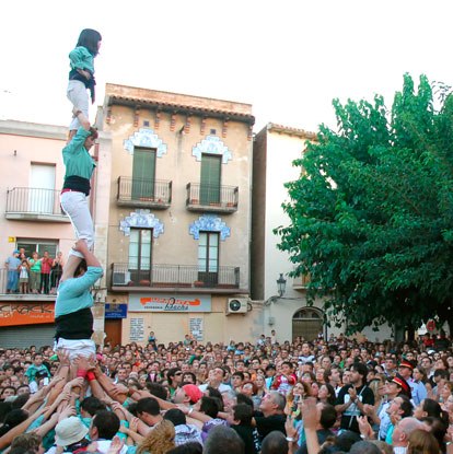 Diada castellera a la plaça Prat de la Riba