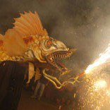 Sant Joan 2013: Cercavila de Gegants amb el Moll Fer per rebre la Flama del Canigó.