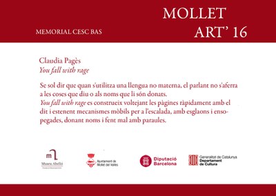 Inauguració de l'exposició "You fall with rage", de Clàudia Pagès.