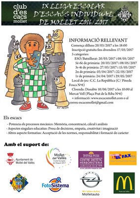 IX Lliga d'escacs individual de Mollet 2016/2017.