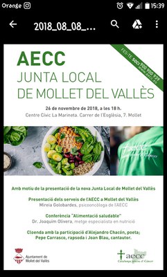 Presentació de la nova Junta Local de l'AECC de Mollet del Vallès.