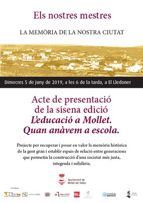 Presentació 6a edició del bloc "Els nostres mestres": L'educació a Mollet. Quan anàvem a escola.