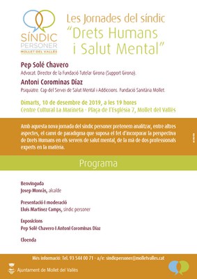 Les Jornades del síndic: “Drets Humans i Salut Mental”.