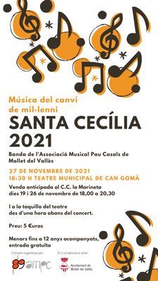 Santa Cecília 2021: Música del canvi de mil·leni a càrrec de l'Associació Musical Pau Casals.