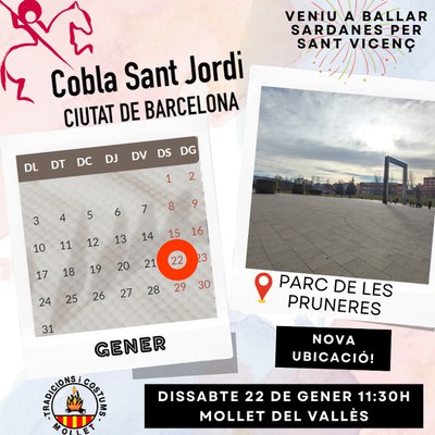 Festa Major de Sant Vicenç: Audició de Sardanes de Festa major d'hivern amb la Cobla Sant Jordi- Ciutat de Barcelona.