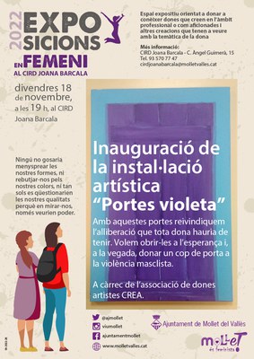 Exposició en Femení: Instal·lació artística “Portes violeta”.