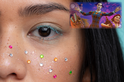 Decoracions facials amb brillants.