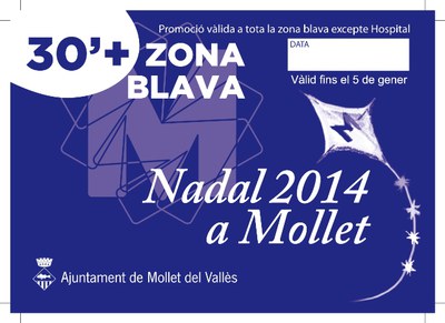 Per Nadal, Mollet regala 30 minuts d'aparcament a la zona blava.