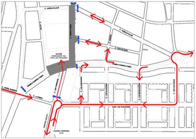 Canvis en la circulació per les obres d'urbanització del parc de les Pruneres.