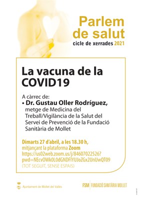 El cicle Parlem de Salut tractarà la vacuna de la Covid 19 en una xerrada online.