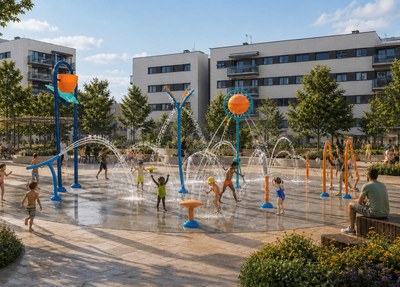 S’inicien les obres d’instal·lació d’una nova àrea de jocs infantils i d’aigua a la plaça Anna Bosch