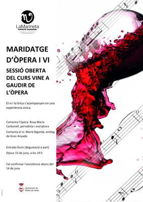 Maridatge d'Òpera i Vi: Sessió oberta del curs. Vine a gaudir de l'Òpera.