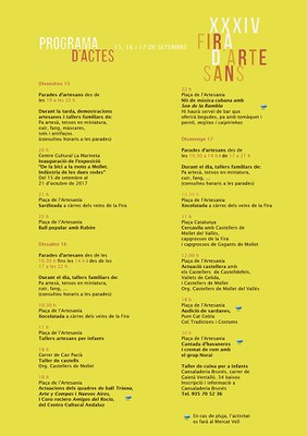 Fira d'Artesans 2017: Demostracions artesanes i tallers familiars.
