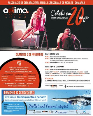 Festa del 20è aniversari d'ADIMO: Espectacles de dansa integrada contemporània.