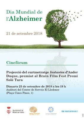 Dia mundial de l’Alzheimer. Cinefòrum: Projecció del curtmetratge "Instantes" d’Ander Duque.