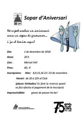 Sopar 75è aniversari Club Muntanyenc.