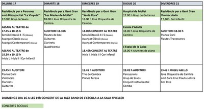 Audicions del alumnat de l'Escola Municipal de Música, dedicades a la Marató de TV3.