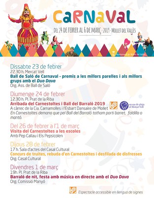Carnaval 2019: Concurs de truites, rebuda d'en Carnestoltes i desfilada de disfresses.