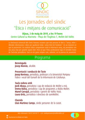 Les Jornades del síndic: "Ètica i mitjans de comunicació".