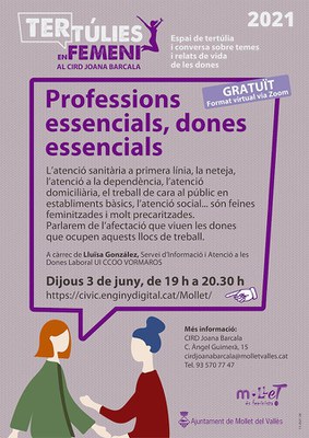 TERTÚLIA EN FEMENÍ: "Professions essencials, dones essencials".