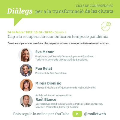 DIÀLEGS PER A LA TRANSFORMACIÓ DE LES CIUTATS: "Cap a la recuperació econòmica en temps de pandemia".