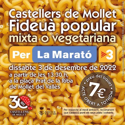 Fideuà Popular (Mixta o Vegetariana) Per La Marató.