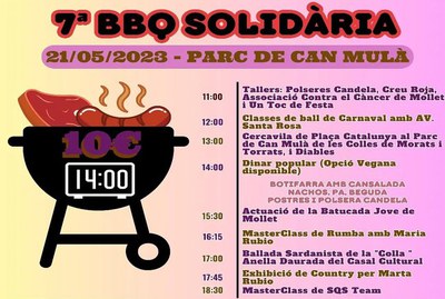 7a BBQ Solidària: Talleres, clases de baile, pasacalle, almuerzo popular, batucada joven, Masterclass, baile sardanista, exhibición de country.