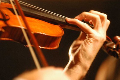 Primer plano de un violín.