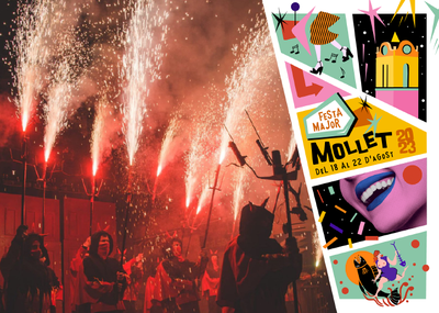Correfoc , Baile del Moll Fer, Nombramiento Morat y Torrat de Honor, los Versots, Encendido del campanario y Procesión de la Santa Teca.