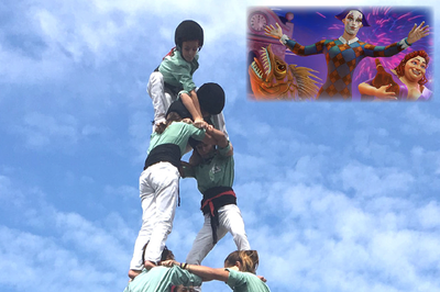 Fiesta Castellera de Fiesta Mayor con los Moixiganguers de Igualada y Castellers de Mollet.