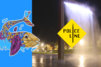 Arco del Parc de les Pruneres de noche.