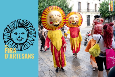 Pasacalle de aniversario con los Castellers de Mollet del Vallès, los capgrossos de Gegants de Mollet y el Tòful y la Dinga, capgrossos  de la Feria de Artesanos.