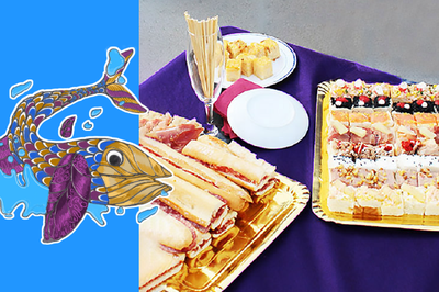 Bandejas de bocadillos y catering.
