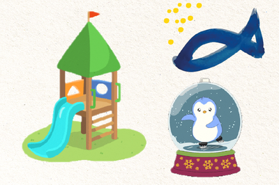 Tobogán y bola de nieve.