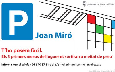 Descomptes per llogar una plaça a l’Aparcament de Joan Miró.