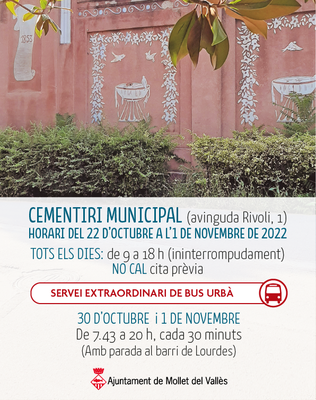 S’amplia l’horari del cementiri municipal amb motiu de Tots Sants .
