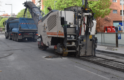 Imagen de archivo de trabajos de asfaltado en Mollet