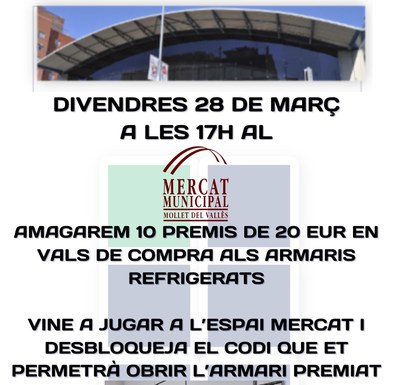 Cartel de la gincana para promover los armarios refrigerados.